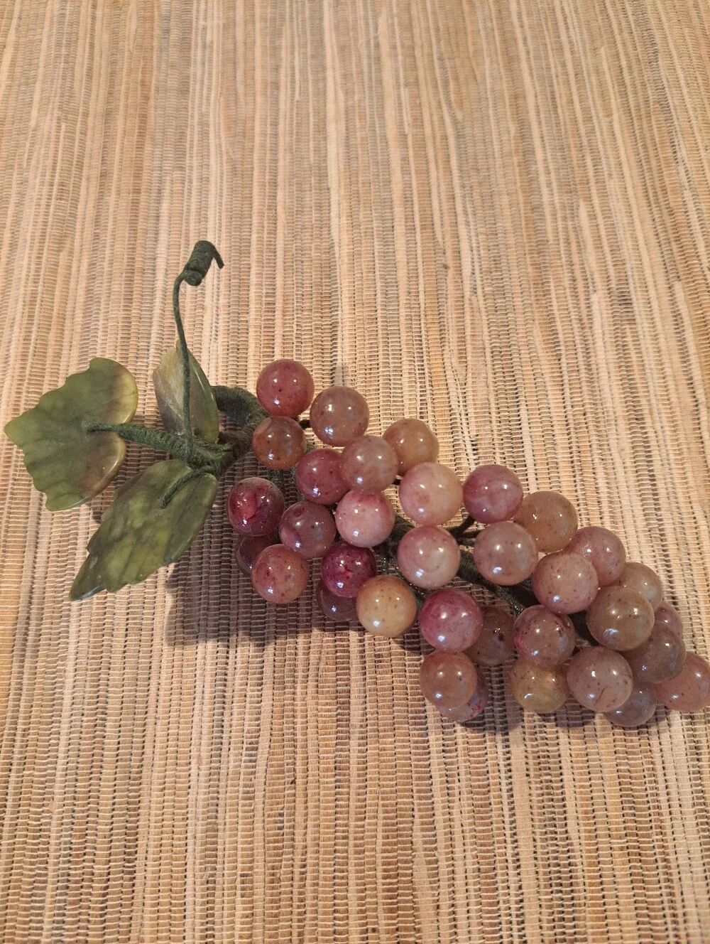 Vtg Jade and Rose Quartz Carved Grapes Bunch